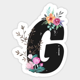 Letter G - Botanical English Alphabet, Name Initial Sticker